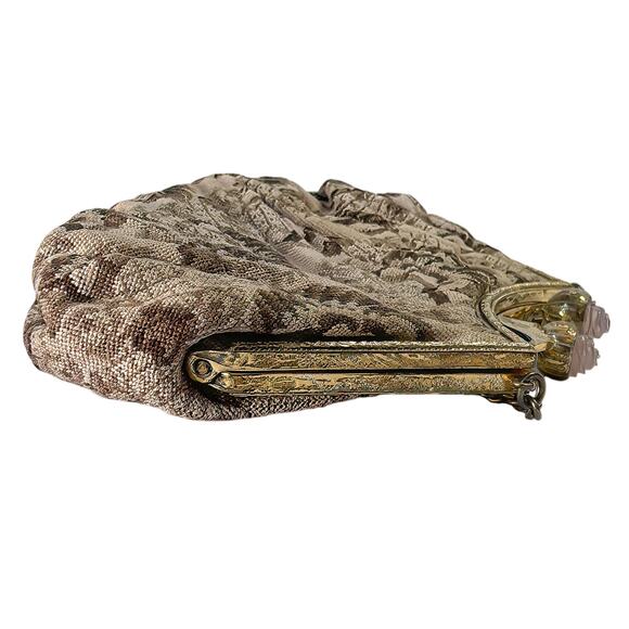 30s Wiener Studio Smejkal Pink Brown Floral Tapestry Petit Point Handbag Austria - Picture 7 of 9